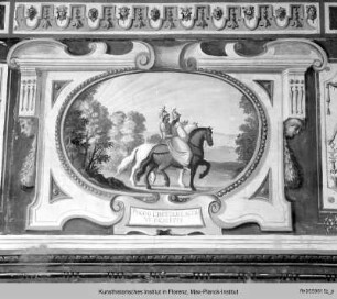 Freskenzyklus mit Episoden aus der "Gerusalemme Liberata" von T. Tasso : Erminia enthüllt Vafrino die Verschwörung gegen Goffredo (Gerusalemme Liberata, XIX, 89.6)
