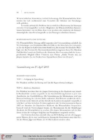 Gesamtsitzung am 27.April 2013