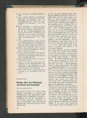 Einiges über den Rückgang von Storch und Nachtigall