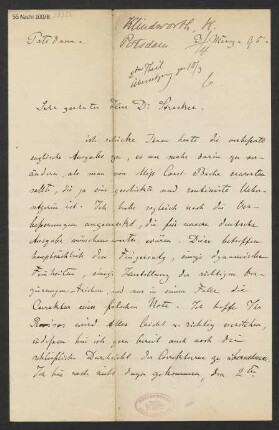 Brief an Ludwig Strecker <senior> und B. Schott's Söhne : 03.03.1895