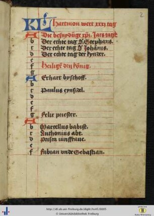 [2r - 10v] Liturgischer Kalender.