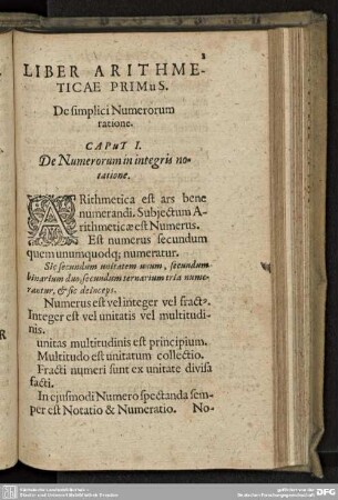 LIBER ARITHMETICAE PRIMUS