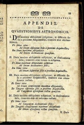 Appendix. De Quaestionibus Astronomicis.
