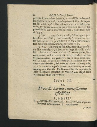 Sectio III. De Diversis harum Successionum effectibus.