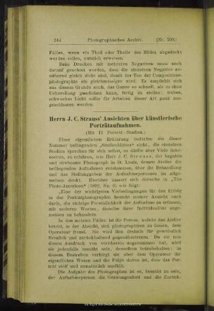 Herrn J. C. Strauss' Ansichten über künstlerische Porträtaufnahmen