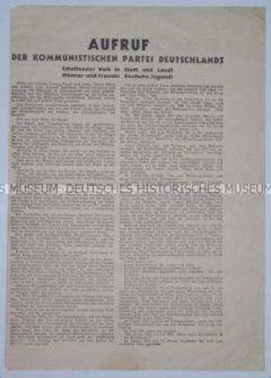 Aufruf des Zentralkomitees der KPD zum Wiederaufbau Deutschlands