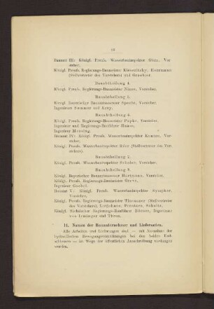 14. Namen der Bauunternehmer und Lieferanten.
