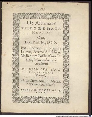 De asthmate theoremata medica : Diss. inaug.