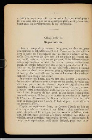 Chapitre III - Organisation