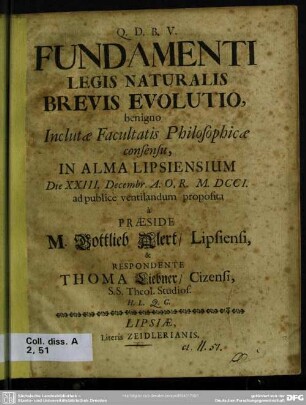 Fundamenti Legis Naturalis Brevis Evolutio