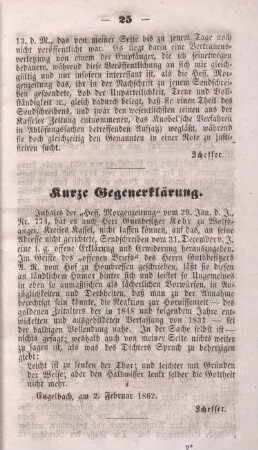 Kurze Gegenerklärung.
