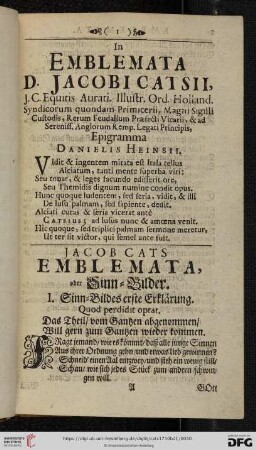 Jacob Cats Emblemata, oder Sinn-Bilder