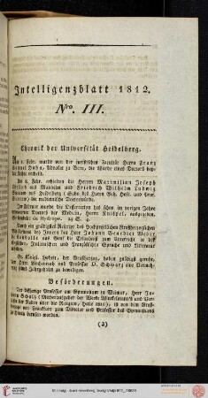 Intelligenzblatt Nro. III