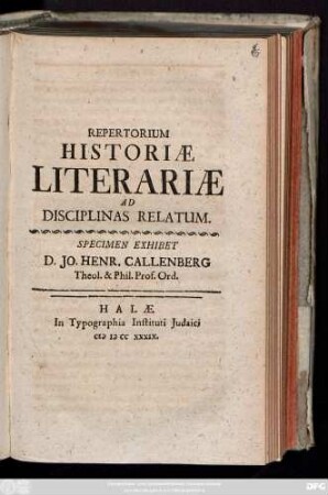 Repertorium Historiæ Literariæ Ad Disciplinas Relatum : Specimen