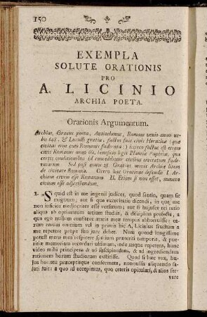 Exempla Solute Orationis pro A. Licinio Archia Poeta.