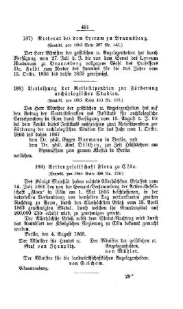Rectorat bei dem Lyceum zu Braunsberg : [I. Akademien und Universitäten]