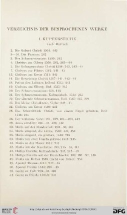 Verzeichnis der besprochenen Werke Dürers