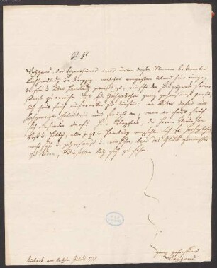 Nachlass von Heinrich Wilhelm von Gerstenberg (1737 - 1823) - BSB Gerstenbergiana, 2. Weygand, Chr. Friedrich. Heinrich Wilhelm von Gerstenberg (1737-1823) Nachlass: Brief von Weygand an Heinrich Gerstenberg - BSB Gerstenbergiana II. Weygand, Chr. Friedrich