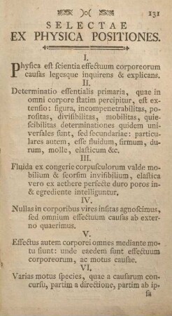 Selectae ex physica positiones.