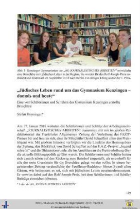 Jüdisches Leben rund um das Gymnasium Kenzingen - damals und heute.