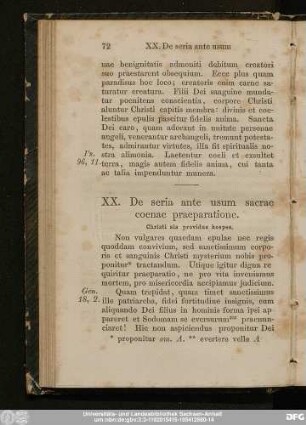 XX. De seria ante usum sacrae coenae praeparatione.