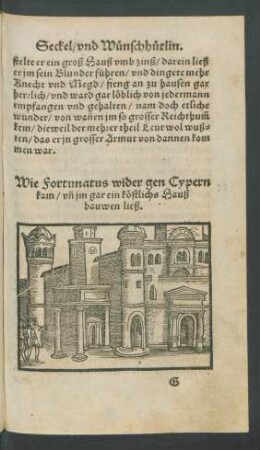 Wie Fortunatus wider gen Cypern kam/ und im gar ein köstlichs Hauß bauwen ließ.