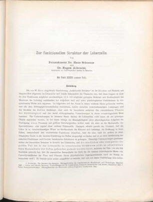 Zur funktionellen Struktur der Leberzelle.