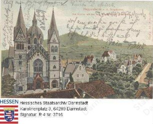 Heppenheim an der Bergstraße, Kirche St. Peter / Außenansicht mit Villenkolonie