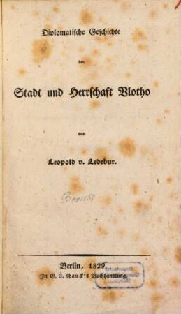 Diplomatische Geschichte der Stadt und Herrschaft Vlotho