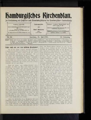 Nr. 30. Hamburg, 25. Juli 1915. 12. Jahrgang.
