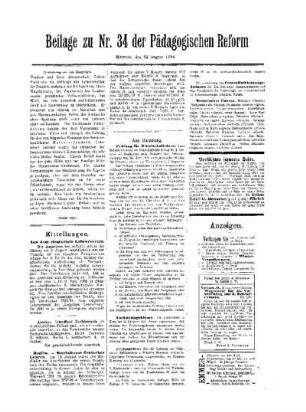 [XXVIII. Allgemeine Schlesw.-Holsteinische Lehrerversammlung in Tondern] : (Fortsetzung aus dem Hauptblatt) ; (Schluß folgt) ; Beilage zu Nr. 34 der Pädagogischen Reform