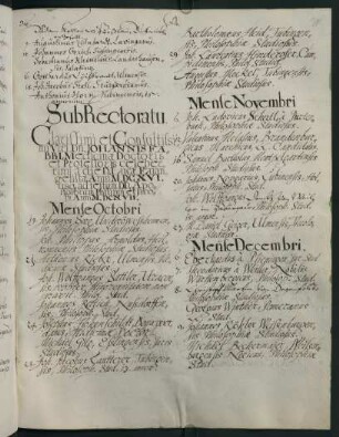 Winterhalbjahr 1616/1617. Rektorat Johannes Fabri