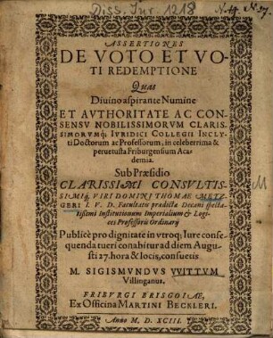 Assertiones De Voto Et Voti Redemptione