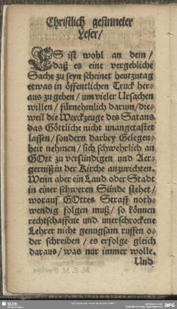 Christlich gesinnter Leser