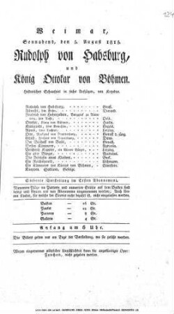 Rudolph von Habsburg, und König Ottokar von Böhmen
