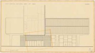 New Central National Bank of Iraq, Bagdad: Ansicht Fassade Osten, Eingangsbereich, 1:50