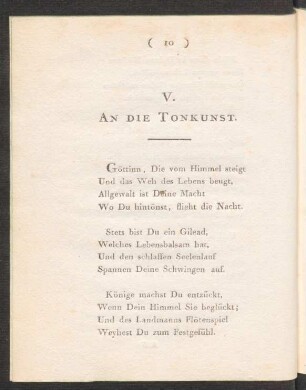 V. An Die Tonkunst
