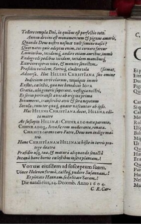 Votum eiusdem ad susceptam suam.