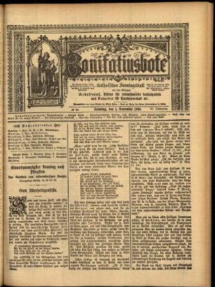 Erste Ausgabe vom Sonntag, den 01. November 1908.