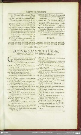 Index Secundus Dictorum Scripturae Explicatorum Et Vindicatorum