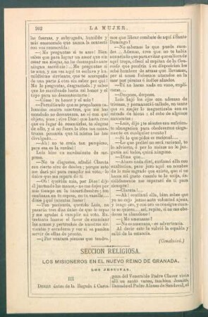 Sección religiosa. : Los misioneros en el Nuevo Reino de Granada. Los Jesuitas. [Continuación.]