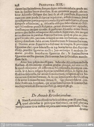 XX. De Annuis Revolutionibus.