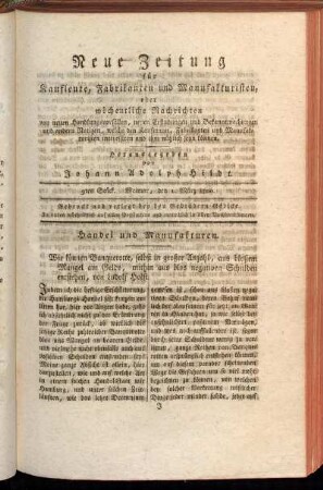9tes Stück. Weimar, den 1. März 1800.