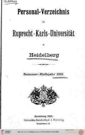 Sommersemester 1910