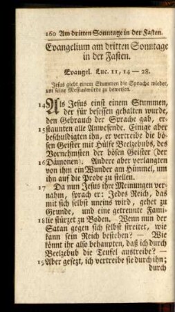 Evangelium am dritten Sonntage in der Fasten