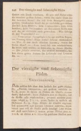 Der vierzigste und siebenzigste Psalm