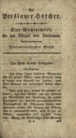 Breslauer Horcher, Dreiunddreißigstes Stück