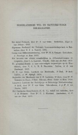 Nederlandsche wis- en natuurkundige bibliographie.
