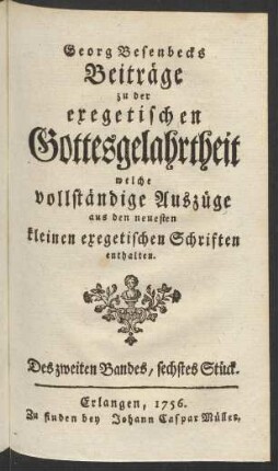 Des zweiten Bandes, sechstes Stück