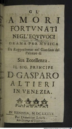 Gl'amori fortunati negl'equivoci